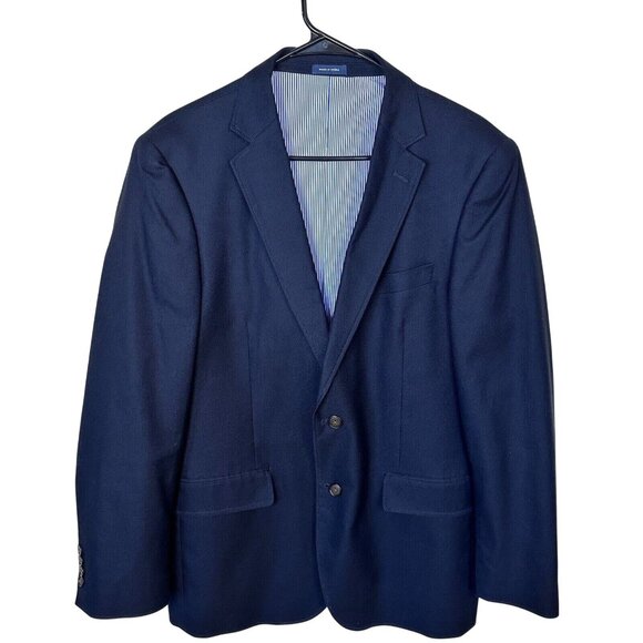 Stafford Signature Classic Fit Cotton Sport Coat Blazer Mens 40R Navy Blue Prep - Picture 1 of 11